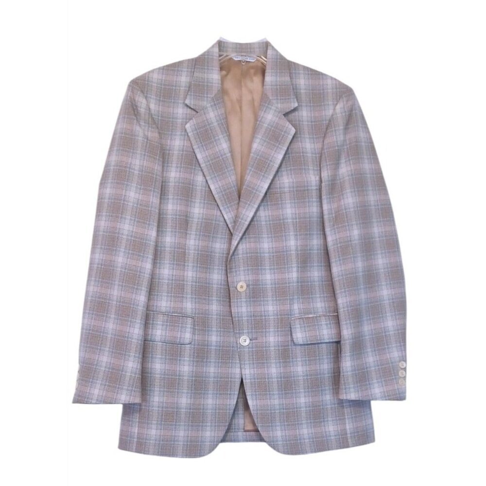 Vintage John Alexander Jacket M Blazer Plaid Single Breasted Tweed Twill Office
